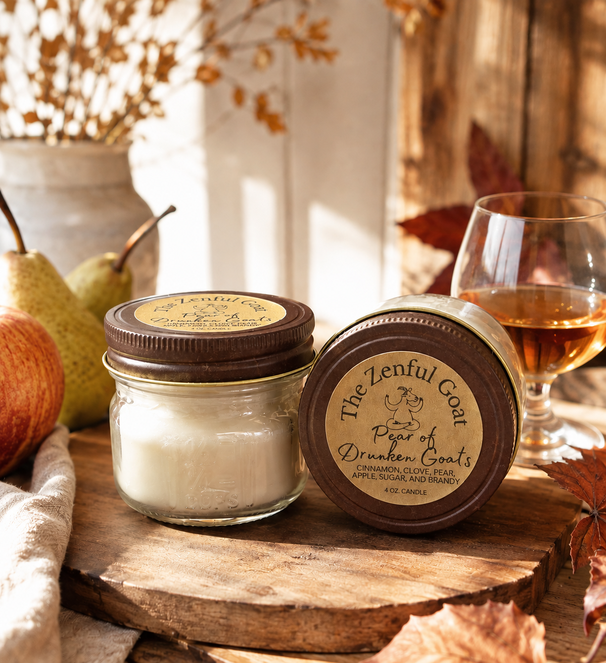 Pear of Drunken Goats 4 oz. Mason Jar Candle