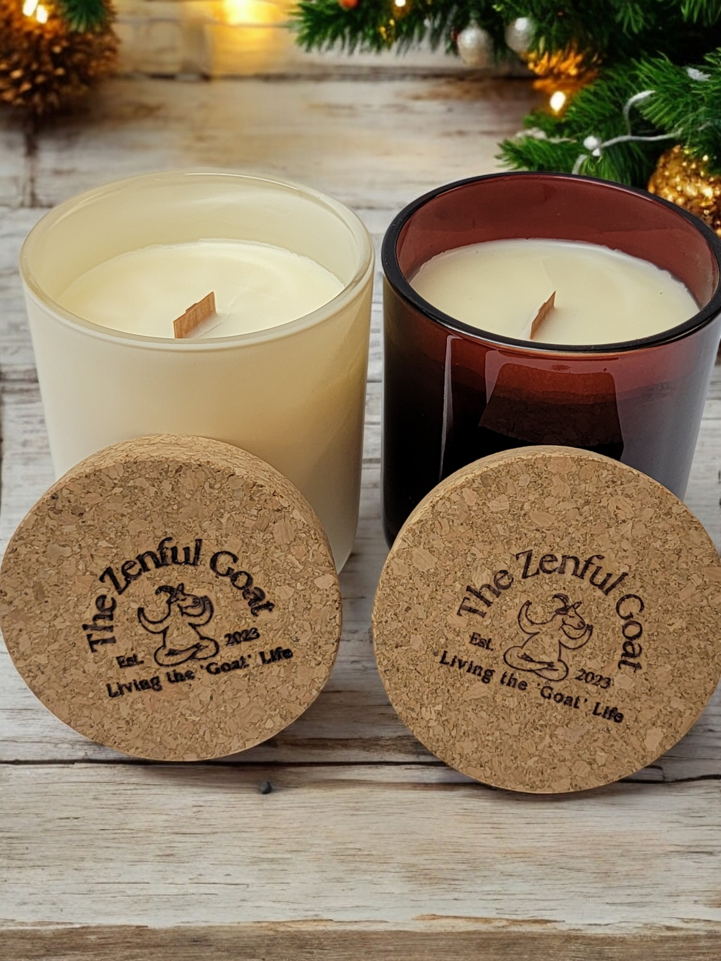 'Cel-e-brate Goat Times, C'mon' Refillable Wood Wick Candle